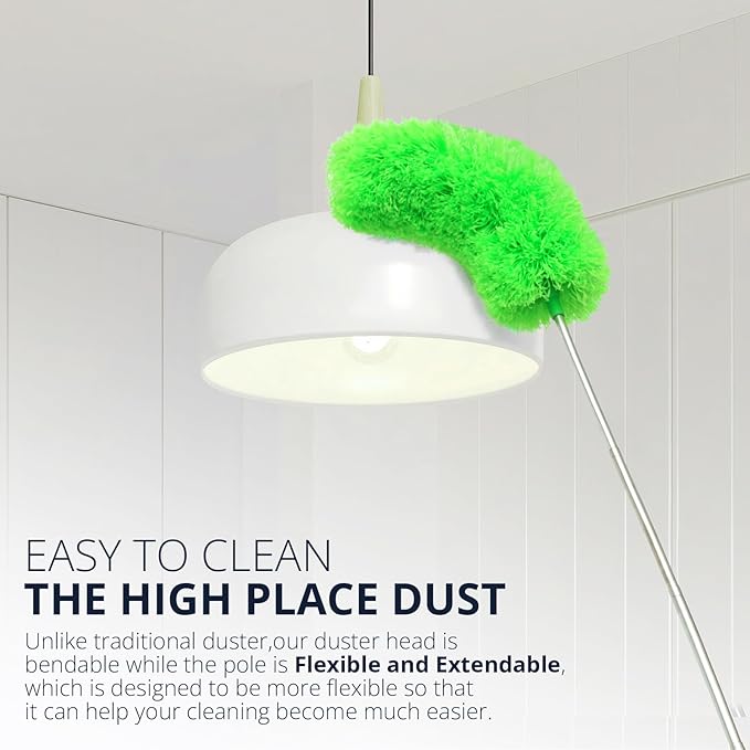 ZZ LAZYCOTTAGE Ceiling Fan Cleaner Duster, Microfiber Feather Duster with Adjustable 91.5" Telescopic Pole & Flexible Head, Extended Dusters for Ceiling Fan, Vents, Home, Blinds, Cars
