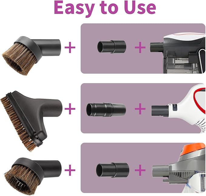 6 Pack For Shark Vacuum Attachments Replacement Shark Vacuum Brush Attachment with Vacuum Hose Adapter, 1 1/4 Vacuum Attachments for Multiple Household Vacuum Cleaners