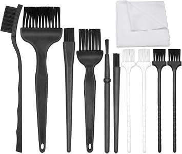 11 in 1 Anti Static Brushes Set with Microfiber Cleaning Cloth, Small Portable Plastic Handle Nylon Cleaning Brush Kit f