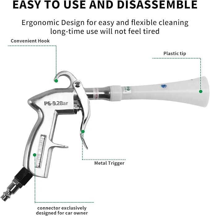 GOCCIDA Tornado Dry Cleaning Gun with Brass Adjustable Air Flow Nozzle,Air Blower Gun Quickly Blasts Dirt and Dust from Surface Works with Air Compressor