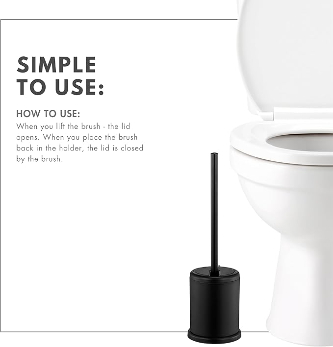 ToiletTree Products Deluxe Toilet Brush with Lid - Black