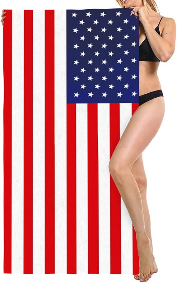 Adult Oversized Beach Towel American Flag Sandproof Microfiber Woman Beach Towels Quick Dry Lightweight Travel Towels 30