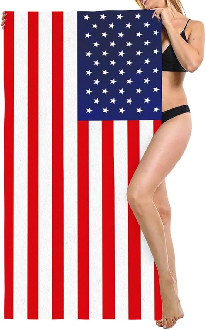 Adult Oversized Beach Towel American Flag Sandproof Microfiber Woman Beach Towels Quick Dry Lightweight Travel Towels 30