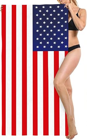 Adult Oversized Beach Towel American Flag Sandproof Microfiber Woman Beach Towels Quick Dry Lightweight Travel Towels 30