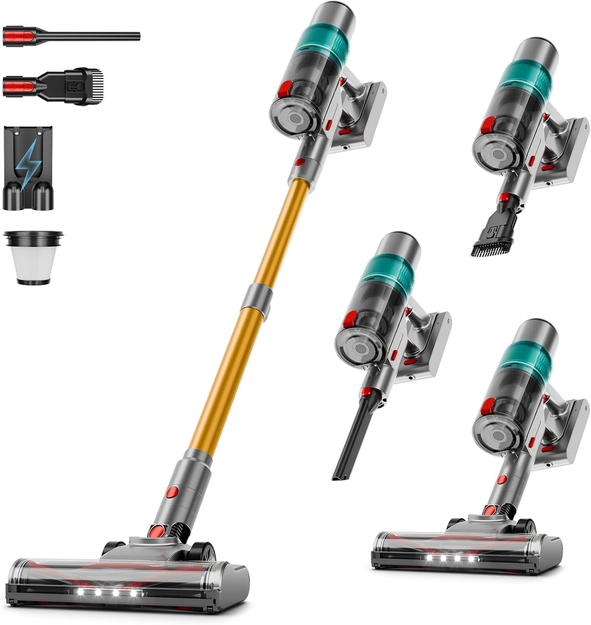 Cordless Vacuum Cleaner, 45KPa Powerful Stick Vacuum with Anti-Tangle Brush