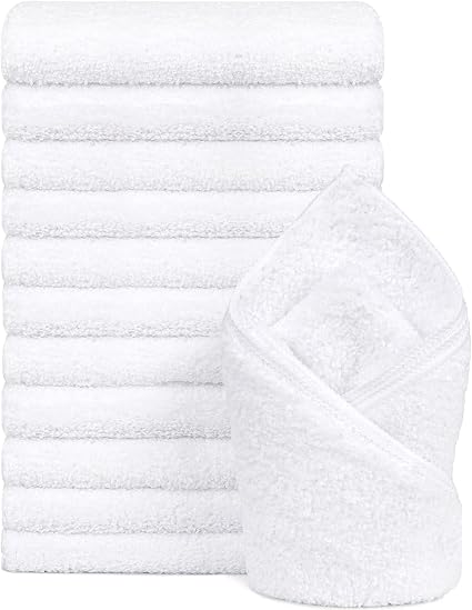 Orighty 12-Pack White Hand Towels - Quick Drying & Absorbent Microfiber Gym Towels 16x28 inches - Lightweight & Thin Whi