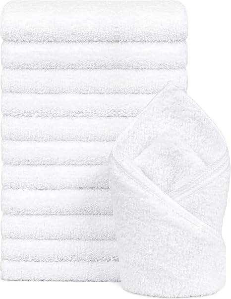 Orighty 12-Pack White Hand Towels - Quick Drying & Absorbent Microfiber Gym Towels 16x28 inches - Lightweight & Thin Whi