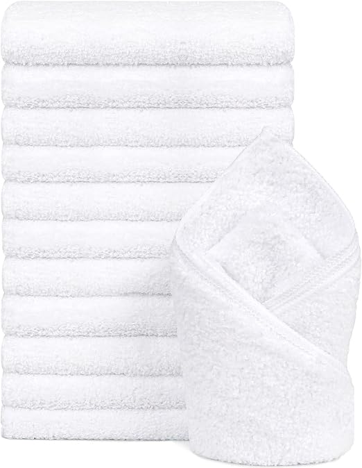 Orighty 12-Pack White Hand Towels - Quick Drying & Absorbent Microfiber Gym Towels 16x28 inches - Lightweight & Thin Whi