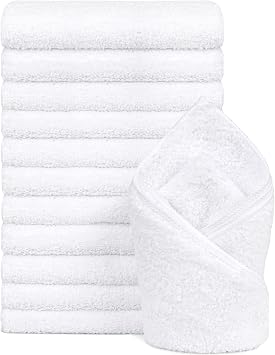 Orighty 12-Pack White Hand Towels - Quick Drying & Absorbent Microfiber Gym Towels 16x28 inches - Lightweight & Thin Whi