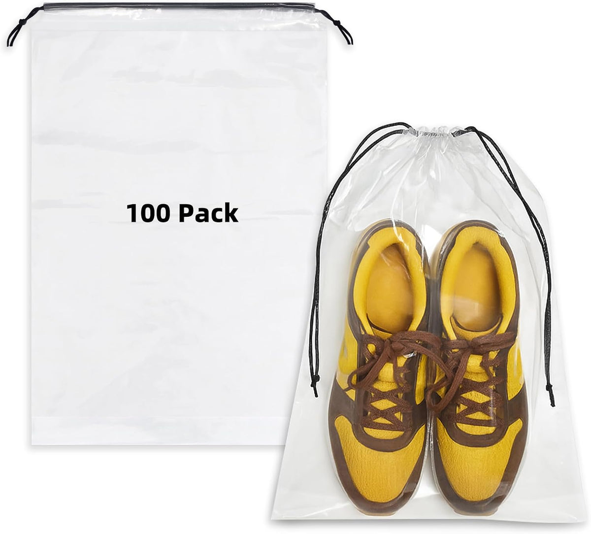 Clear Large Shoe Bags for Travel, 12 x 18 Inch, 100 Pack