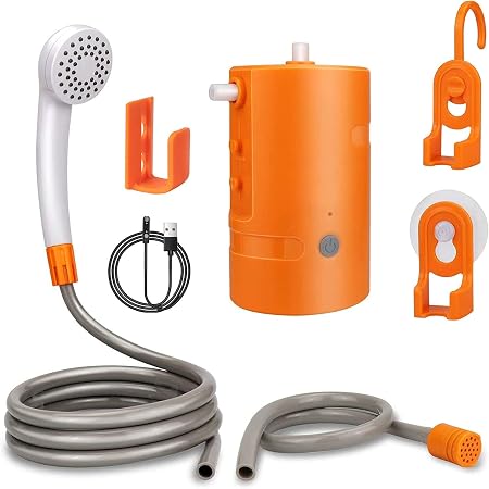 Portable Outdoor Shower, 2 Flow Mode, 4400mAh Battery Powered Shower Pump for Hiking/Backpacking, Travel, Beach, Pet, Fl