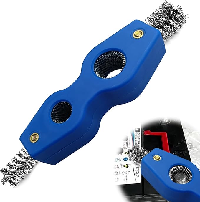 ZOKYUYS® 4 in 1 Car Battery Cleaning Brush, Anti-Corrosion Battery Terminals, Copper Pipes Cleaner Brush Tool, Universal for Automotive and Marine for Plumbing Installation Soldering Brazing (Blue)