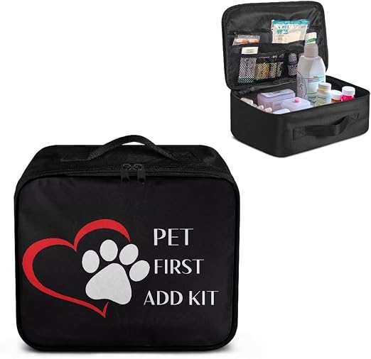 First Aid Kit Bag Pet Paw Hearts Print Empty Medic Bag for Pet Friendly Households and Outdoor Adventures Featuring Wear