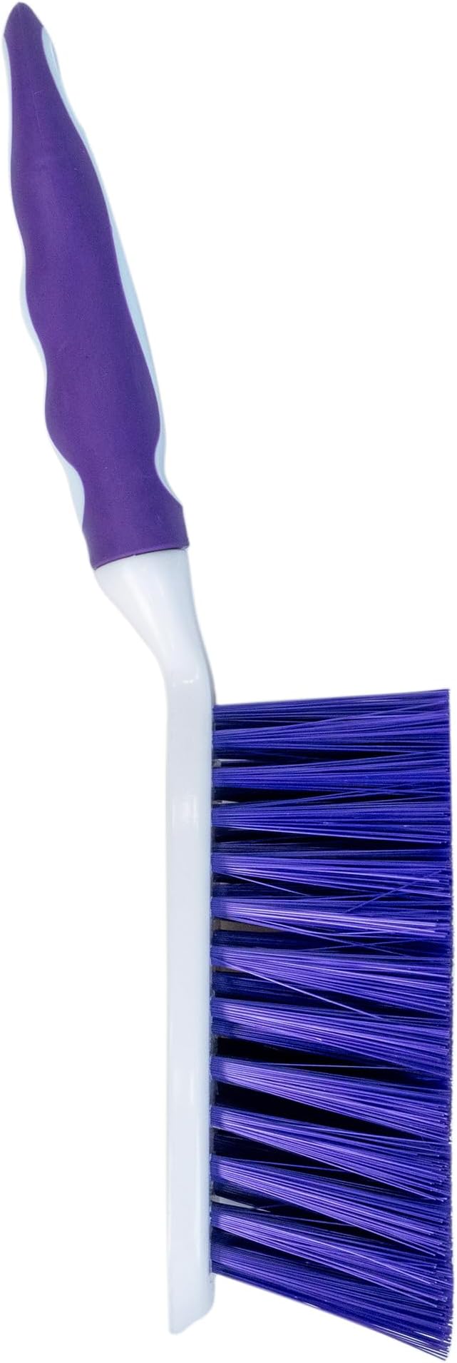 Fabuloso Brush and Dustpan Set, Compact Hand Broom Floor Sweeper with Snap-Together Storage and Hanging Hole, Quick Sweeping for Kitchen, Bathroom, Office and Car, White & Purple