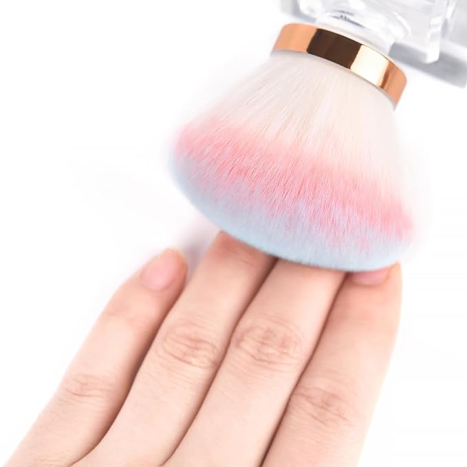 KADS Nail Dust Brush - Flower Shape Crystal Base Nail Cleaning Tool - Manicure & Pedicure Brush - Pink Mushroom Shape
