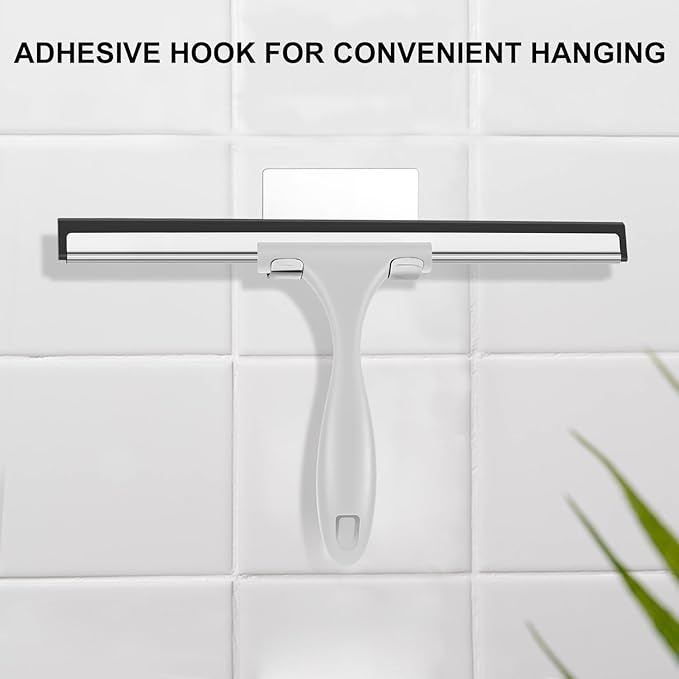 SetSail Shower Squeegee for Glass Doors All-Purpose Squeegee for Shower Glass Door Heavy Duty Window Squeegee with Hook for Car Window Cleaning 12 Inches