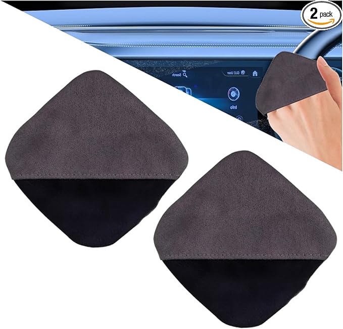 Square Car Touch Screen Cleaner Cloth, Microfiber Cleaning Pad Car Cleaning Wipes, Vehicle Screen Cleaner Tool Car Interior Cleaning Cloth for Car Dashboard Display Electronic Devices (2PCS Square)