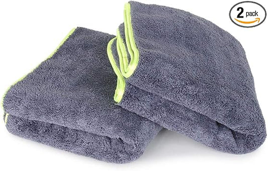 Liquid X Supersized XL 20" x 40" Professional Grade Super Plush Microfiber Car Drying Detailing Towel with Silk Edge (2 