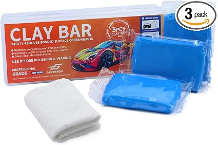 Clay Bar Medium Grade 100g 3 Pack with Microfiber Towel
