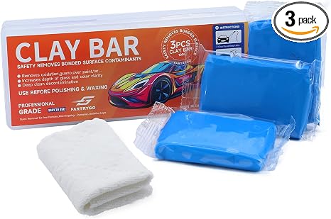 Clay Bar Medium Grade 100g 3 Pack with Microfiber Towel