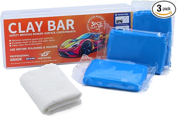 Clay Bar Medium Grade 100g 3 Pack with Microfiber Towel