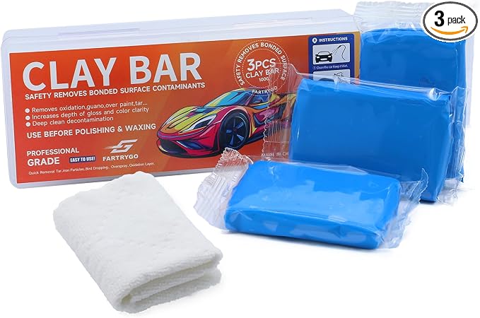 Clay Bar Medium Grade 100g 3 Pack with Microfiber Towel