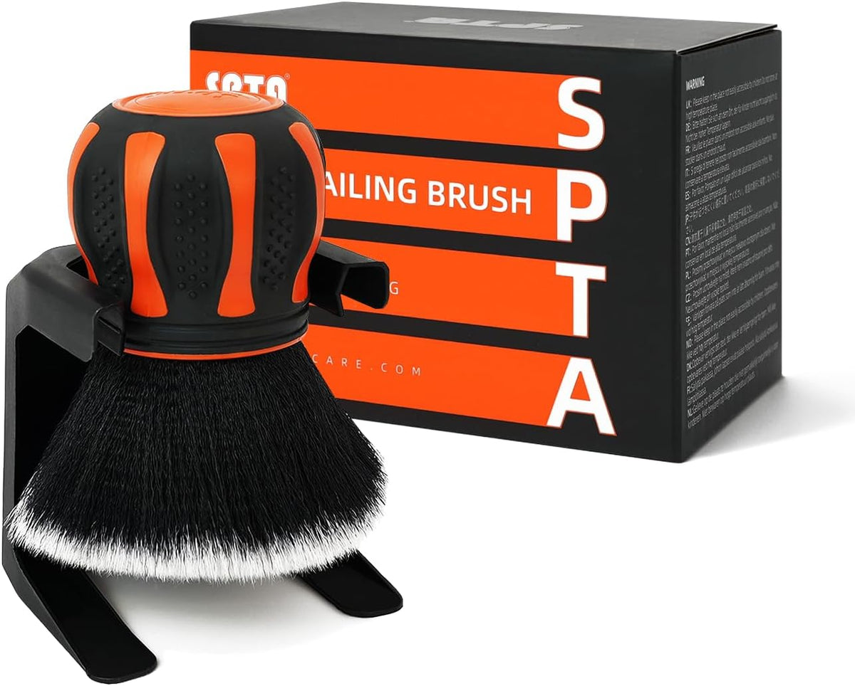 Ultra Soft Detailing Brush, Car Detail Brush, Orange Handle XL Synthetic Brush - Ultra Soft Bristles, Comes with Storage Rack, Covers Large Area Inside or Outside Vehicles