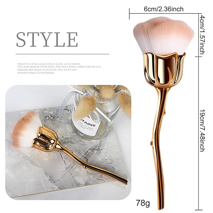1Pc Acrylic Nail Brush Cleaner Nail Brushes for Cleaning Dust Large Powder Brush Makeup Blush Brush Dust Brush for Acrylic Nails Manicure Brush Remover Nail Art Tools (Gold-1)