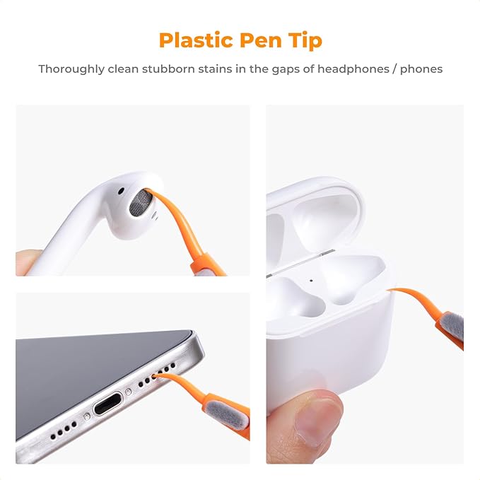 K&F Concept Multifunctional Lens Cleaning Kit, Aluminium Alloy Lens Cleaning Pen*1 + Airpods Cleaning Stripper*3 + Flocking Sponge*3 for Bluetooth Earphones Case, Camera Lens, Optical Lens, Glasses