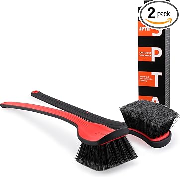 Fender Well Brush, 2Pcs Wheel Wells Cleaning Brush, Stiff Synthetic Bristles,Ergonomic Design Handle, Scrub Brush for Fl