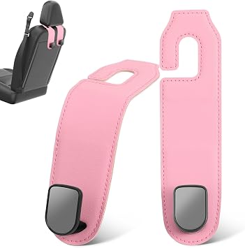 HEALLILY Car Headrest Hooks 2 Pack Backseat Purse Hangers Organizer for Bags Grocery Drinks Universal Car Seat Back Hook