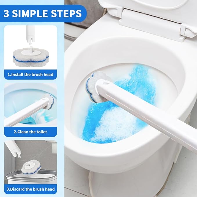 48 Count Disposable Toilet Brush Refill Pads, Disposable Toilet Bowl Wand Refills, Toilet Cleaning Refills, Toilet Scrubber Refills, Brush Head Replacement