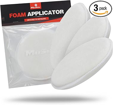 Maxshine Wax Applicator, Microfiber, 5 Inch, White, 3 Pack | Machine Washable, Durable, Reusable | Smooth Polish & Wax A