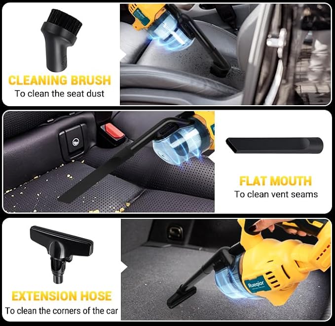 Cordless Vacuum Compatible with DeWalt 20V Battery, 5 in 1 Handheld Electric Vacuum Cleaner with 400W Powerful Motor, 46 CFM Portable Hand Vacuum for Home Pet Hair, Car (Battery Not Included)