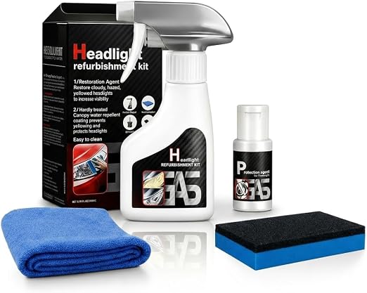 Car Headlight Restoration Kit, 2-in-1 Headlight Repair Fluid & Cleaner for Oxidation Removal, Fix Cloudy, Yellowing and 