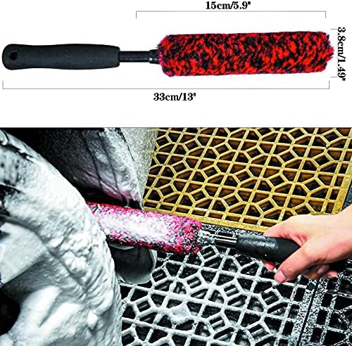 Metal-Free Wheel Brushes(3 Pack), Wheel Brush, Soft, Dense Fibers Clean Car Rim Wheels Safely…
