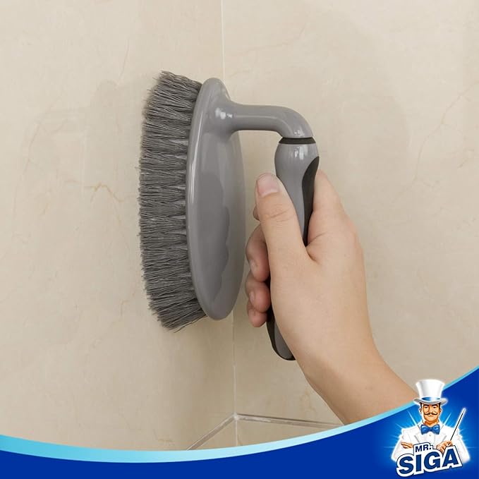 MR.SIGA Heavy Duty Scrub Brush with Comfortable Grip, Cleaning Brush for Bathroom, Shower, Sink, Floor, 2-Pack