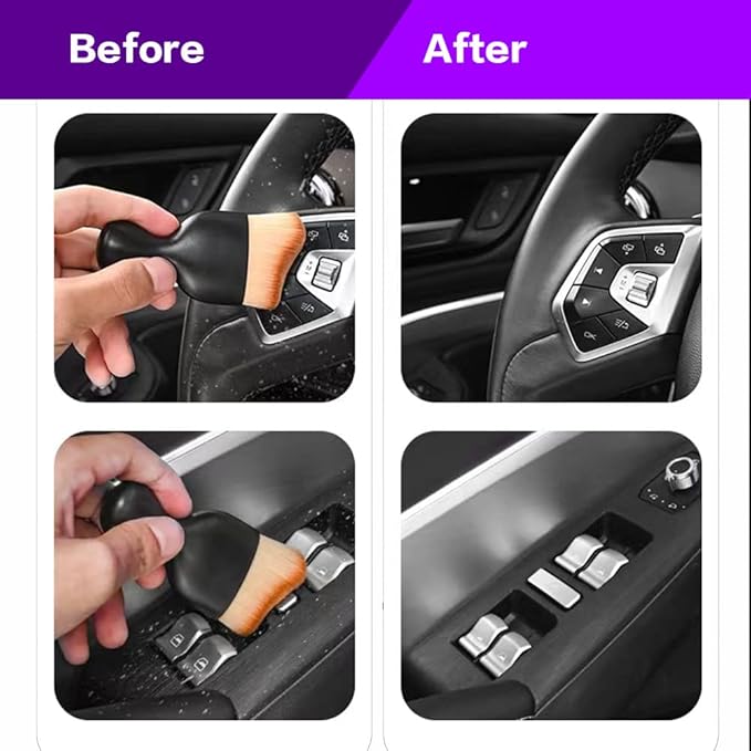 AOCISKA Car Interior Detailing Brush,Soft Bristle Cleaning Brush Car Detailing Brush Dusting Brush,Car Interior Cleaning Tool,Auto Detail Brush Car Dash Duster Brush (Brown with Cap)