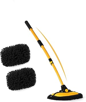 anngrowy 47.64" Car Wash Brush Mop Kit Mitt Sponge with Long Handle Car Cleaning Supplies Kit Tools Car Washing Duster E