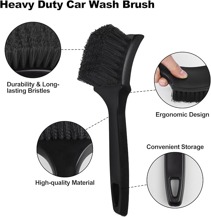 Wheel Brush, Wheel & Rim Cleaner Brush, Tire Brush, Wheel Cleaning Brush, Bendable & Durable Car Wheel Brush Set, Car Detailing Brushes, Wheel Brushes for Cleaning Wheels