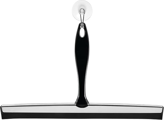 iDesign Bathroom Shower Squeegee with Wall Hook - Black/Chrome