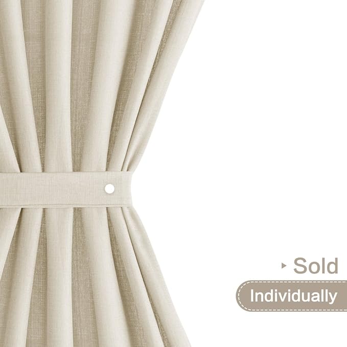 jinchan French Door Curtain Panels - Beige 72 Inch Privacy Light Reducing Textured Door Shade - Casual Weave Rod Pocket - 1 Piece