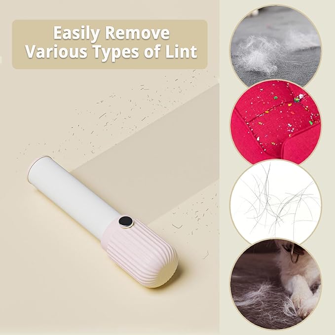 Compact Lint Roller with 150 Sheets - Portable Pet Hair Remover for Clothes, Furniture, and Travel Essentials Household Use, 1 Handle+5 Roller Refills (Pink)