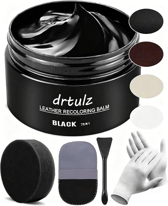 Black Leather Recoloring Balm, Leather Color Restorer Conditioner, Leather Repair Kits for Vinyl Furniture, Sofa, Car Se