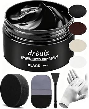 Black Leather Recoloring Balm, Leather Color Restorer Conditioner, Leather Repair Kits for Vinyl Furniture, Sofa, Car Se