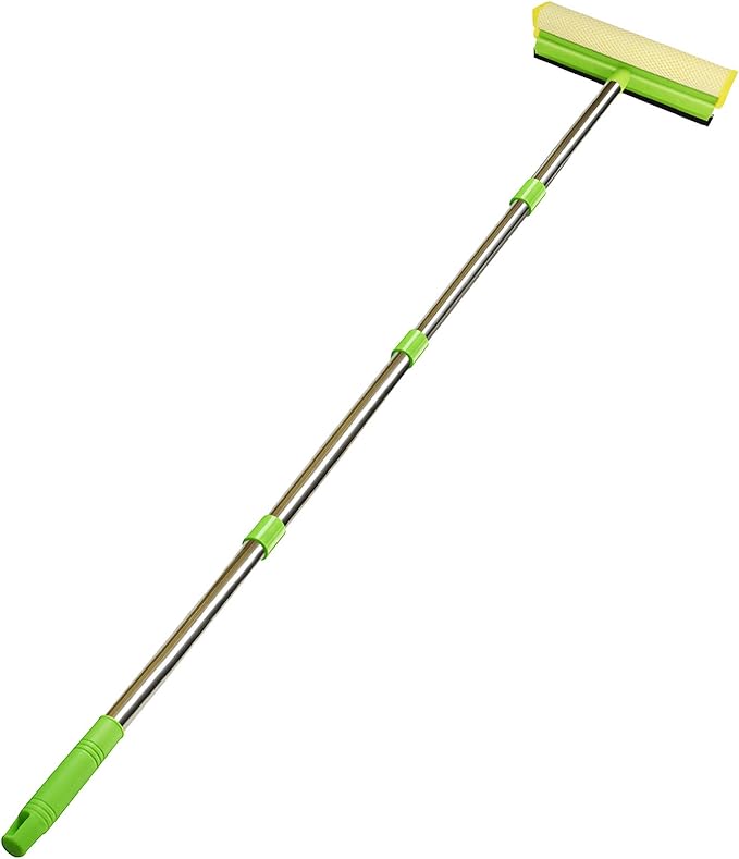 Window Squeegee, Squeegee for Window Cleaning, 2 in 1 Squeegee Window Cleaner with 58'' Long Handle,Window Washing Kit with Extension Pole for Shower, Windshield, Mirror, Gas Station, Glass