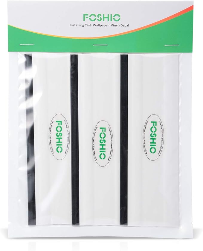 FOSHIO 6 Inch Rubber Squeegee for Kitchens, Glass, Shower and Car Windows, Pack of 3 (White)