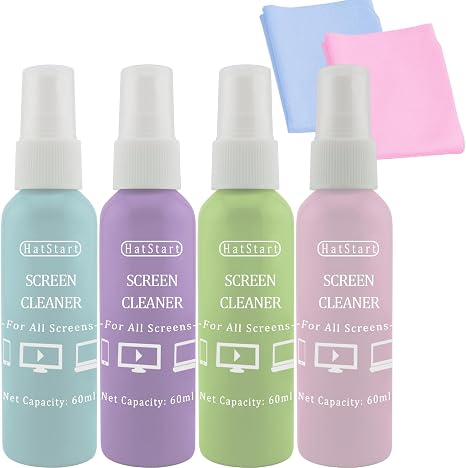 4-Pack Screen Cleaner Spray and 2 Pcs Microfiber Cloth Kit - for LCD, Laptop, PC, MacBook, iPhone, iPad, Computer Monito
