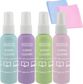 4-Pack Screen Cleaner Spray and 2 Pcs Microfiber Cloth Kit - for LCD, Laptop, PC, MacBook, iPhone, iPad, Computer Monito