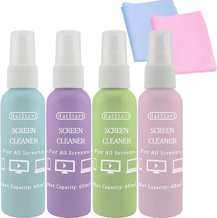 4-Pack Screen Cleaner Spray and 2 Pcs Microfiber Cloth Kit - for LCD, Laptop, PC, MacBook, iPhone, iPad, Computer Monito